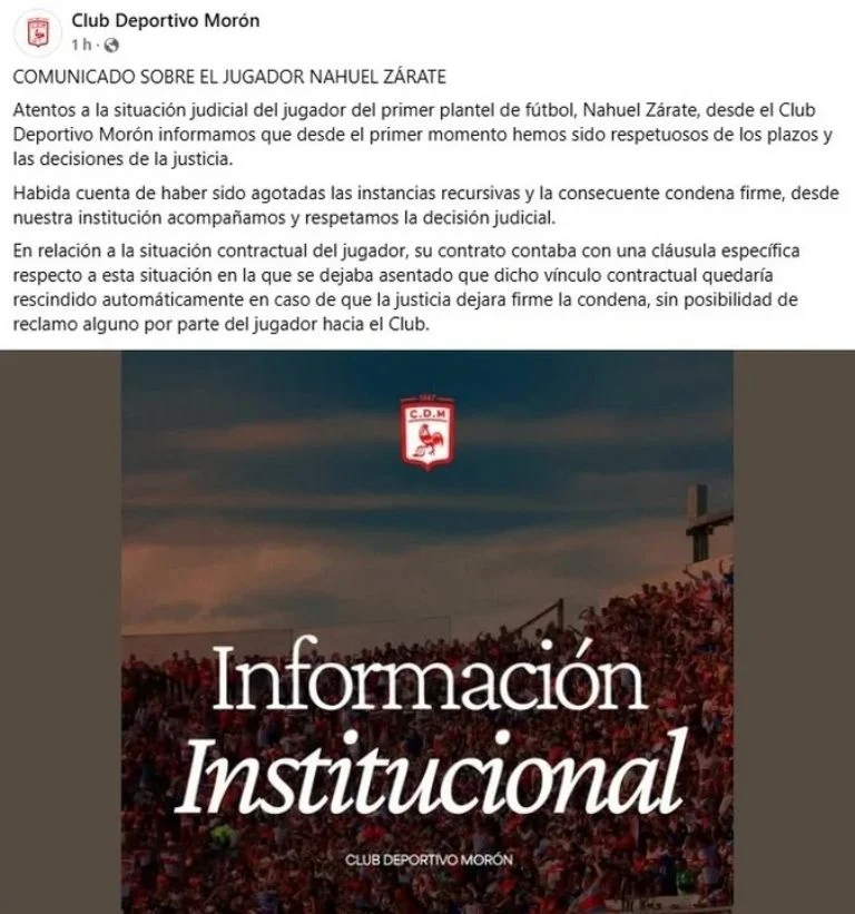  el comunicado del exjugador de Boca que fue condenado a prisión 
