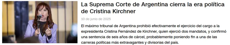 Medios internacionales califican de “histórico” el fallo que condenó a Cristina Kirchne
