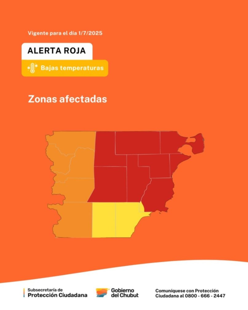Alerta por frío extremo en Chubut