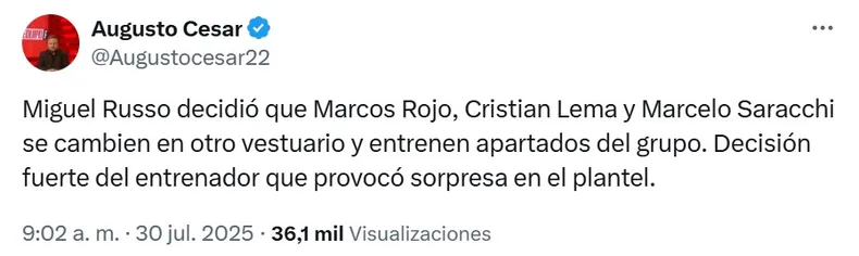 Crisis en Boca: Russo aparta a Marcos Rojo y a otros dos jugadores del plantel tras un tenso cruce 