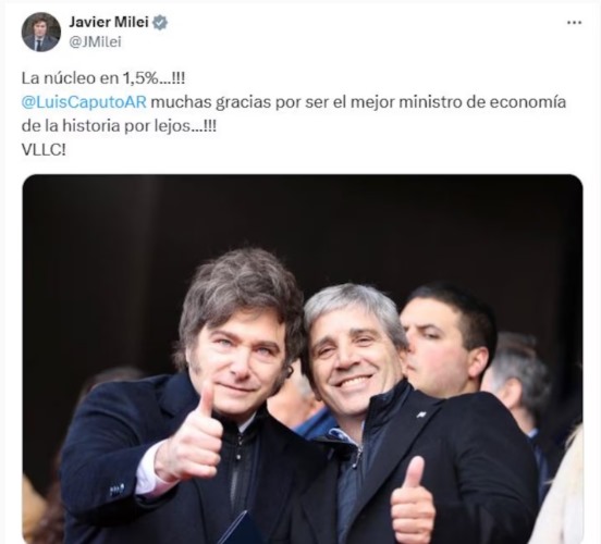 Milei inflación julio Caputo