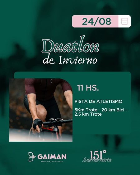 Gaiman vuelve a ser sede del Duatlón de Invierno en el marco del 151° Aniversario