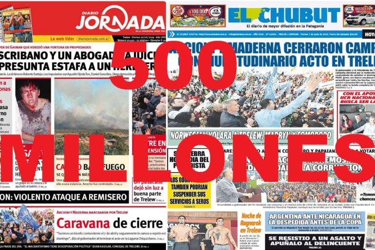 500 millones de pauta publicitaria para Diario Jornada y Diario el Chubut con el “Curro Publicitario” de Chubut