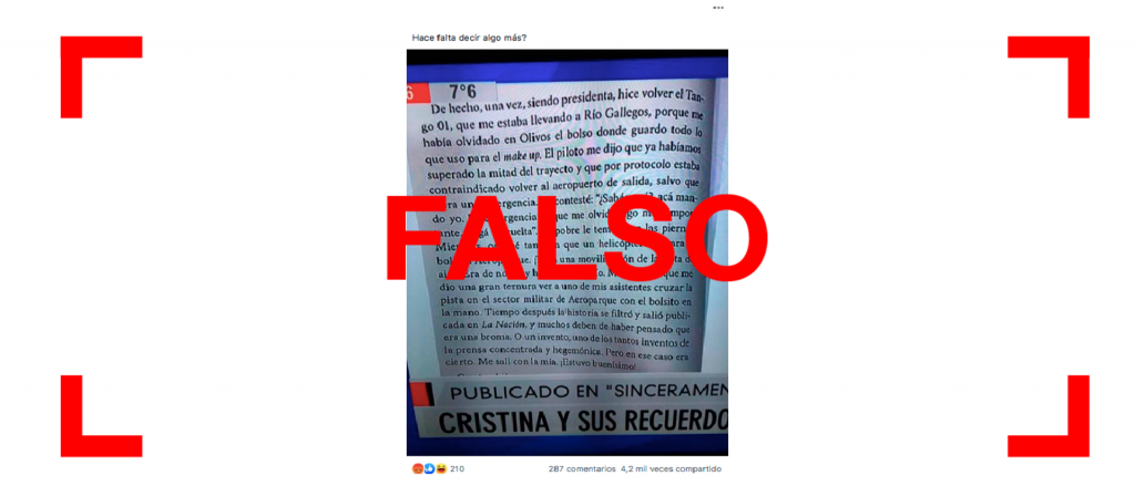 El texto leído por Feinmann sobre CFK y el Tango 01 no fue escrito por la ex presidenta, como se dijo en redes