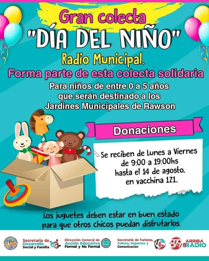 Día del Niño con juegos, regalos, shows en vivo y una emisión especial de Radio Municipal Día del Niño