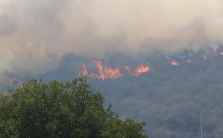 Trasladaron el hospital móvil a la zona. Dos viviendas fueron alcanzadas por las llamas y hay más de medio centenar de evacuados. El viento perjudica la tarea de los bomberos.