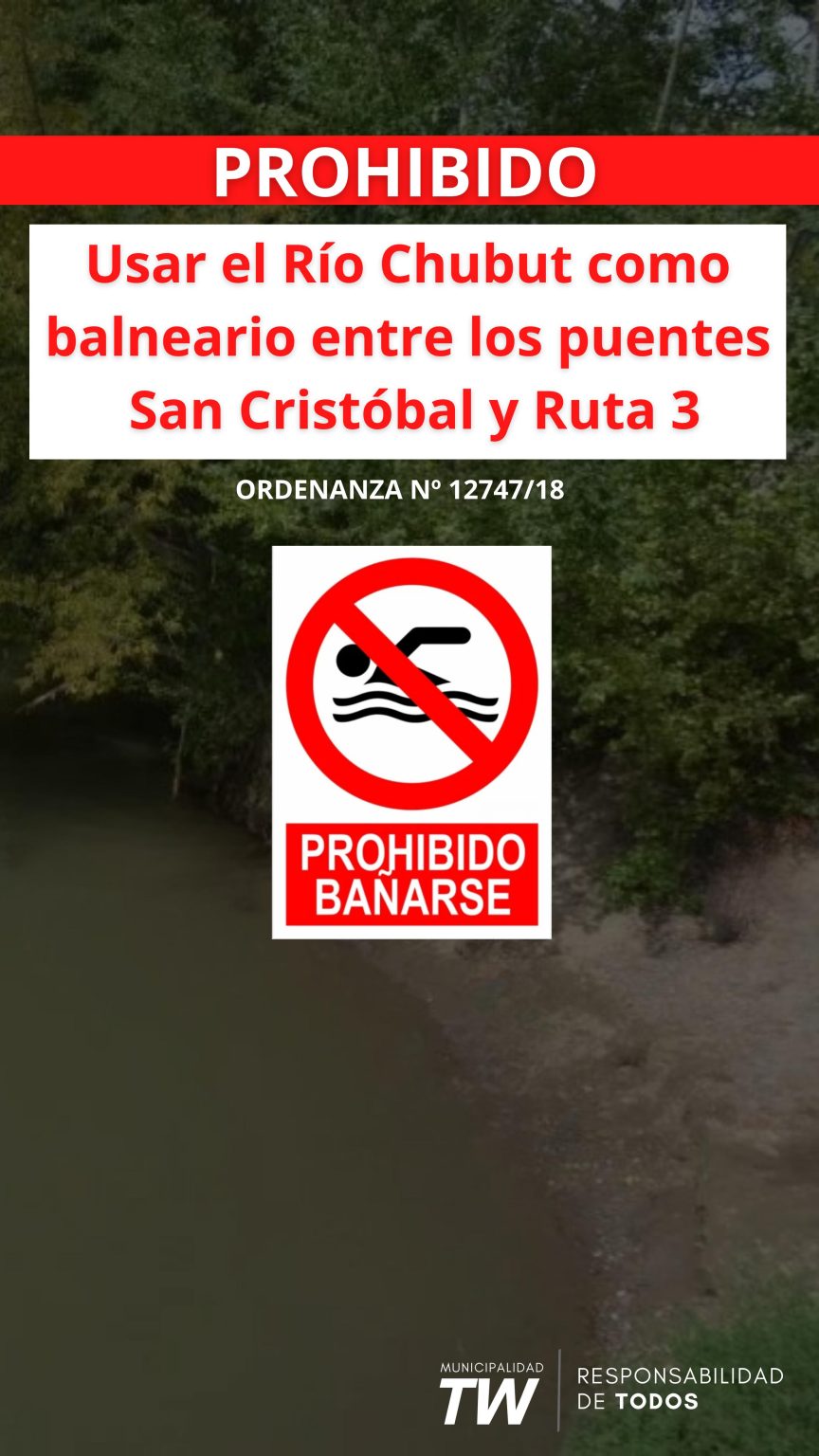 Prohibido bañarse en río Chubut