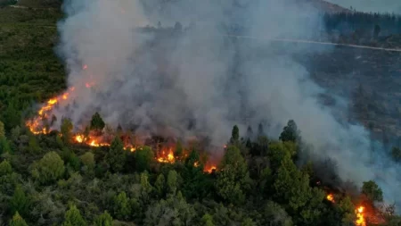 Lluvia alivia incendio