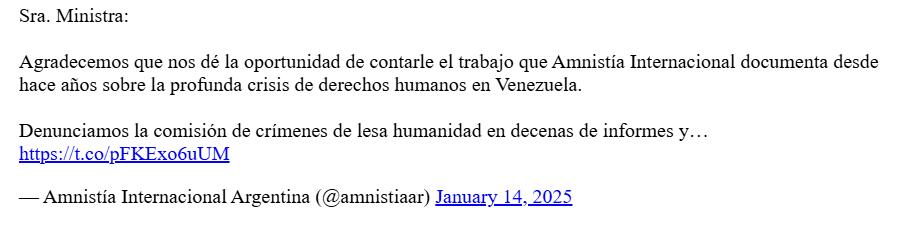 X de Amnistía Internacional Argentina