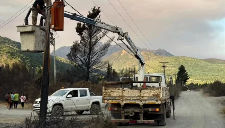 Reparación de postes en Epuyén