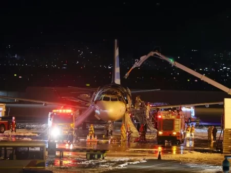 Incendio avión Corea del Sur