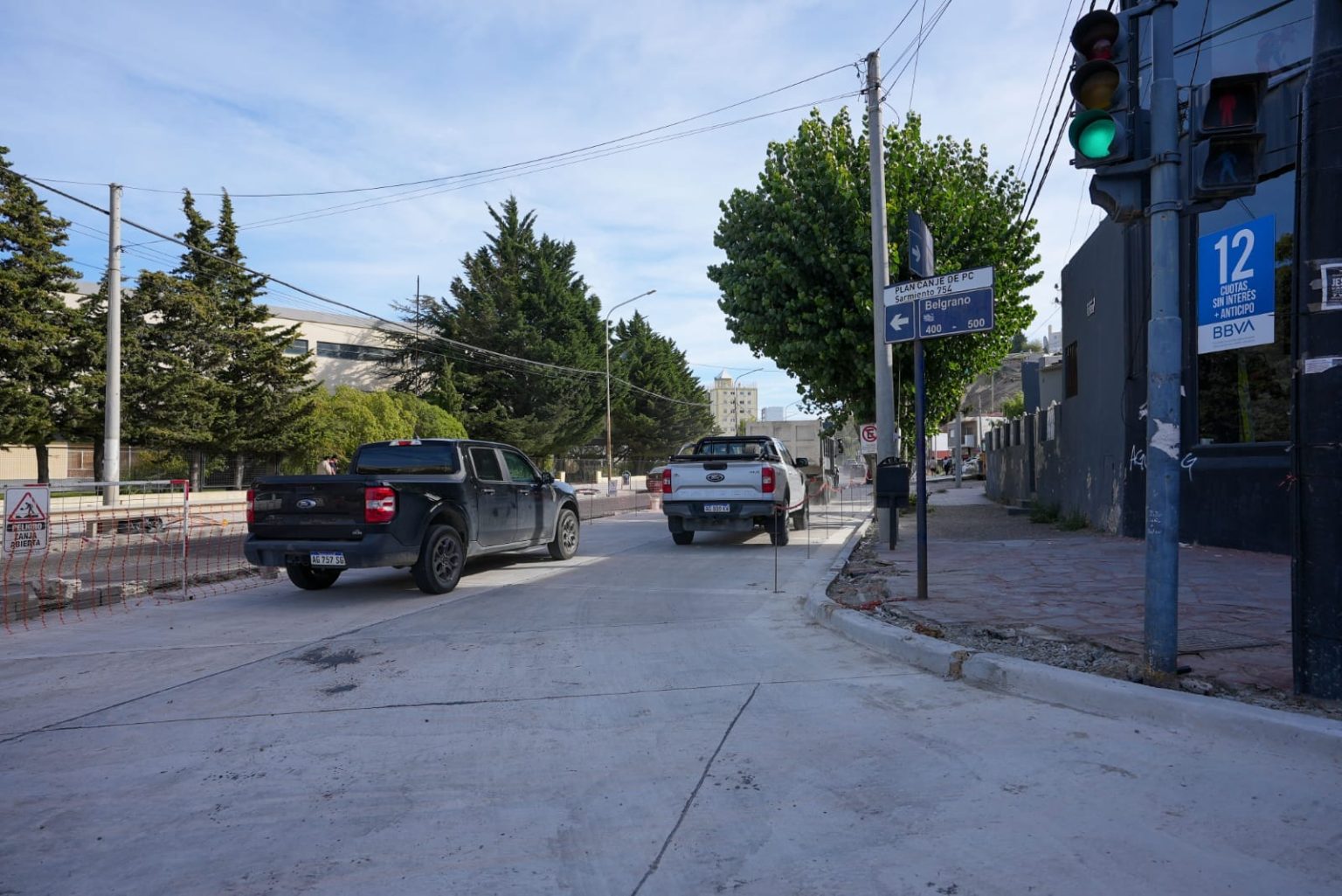 Habilitan media calzada en Yrigoyen y Belgrano