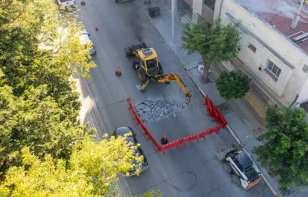 Repararon roturas pavimento Avenida Rivadavia