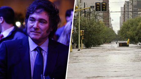 Javier Milei en Bahía Blanca tras las inundaciones