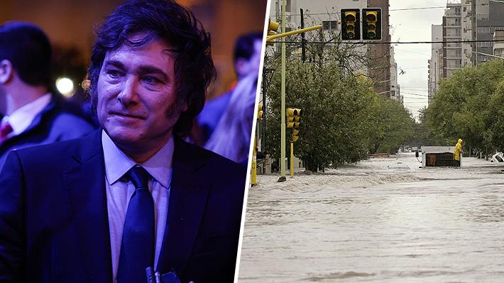 Javier Milei en Bahía Blanca tras las inundaciones