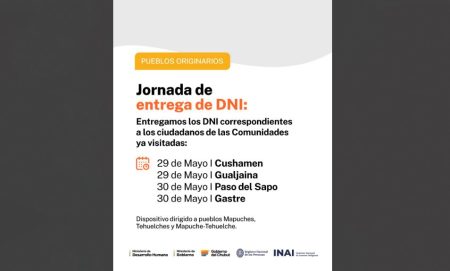 Chubut inicia la entrega de DNI gestionados durante las jornadas para comunidades de pueblos originarios