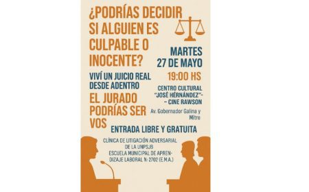 Rawson convoca a la segunda edición del simulacro de juicio por jurados en el Centro Cultural José Hernández