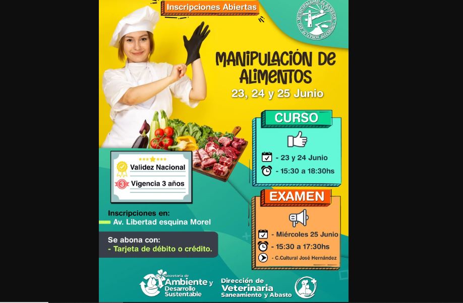 Rawson realizará nueva edición del Curso de Manipulación de Alimentos