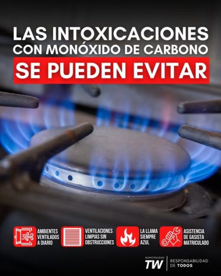 La Municipalidad de Trelew informa medidas de prevención para evitar intoxicaciones por monóxido de carbono