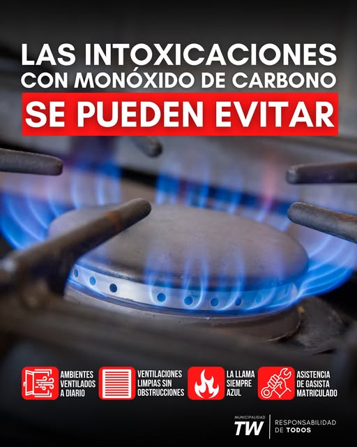 La Municipalidad de Trelew informa medidas de prevención para evitar intoxicaciones por monóxido de carbono