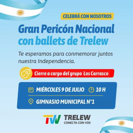 Trelew celebra el 9 de Julio con danzas y música folklórica