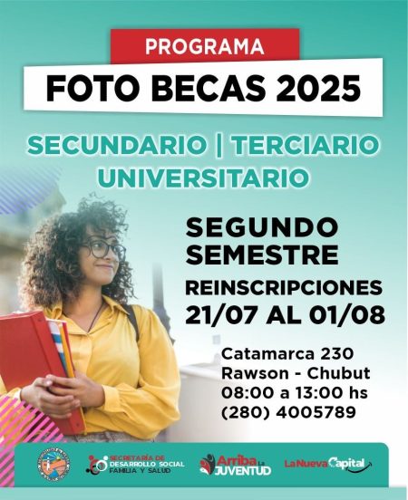 PROGRAMA ‘FOTOBECAS’: JUVENTUD MUNICIPAL DE RAWSON LANZA NUEVA CONVOCATORIA DE INSCRIPCIÓN PARA EL SEGUNDO SEMESTRE DEL AÑO