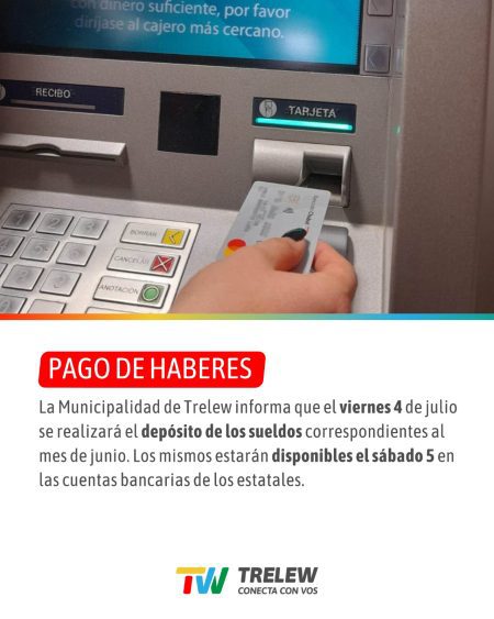 sueldos de junio en Trelew