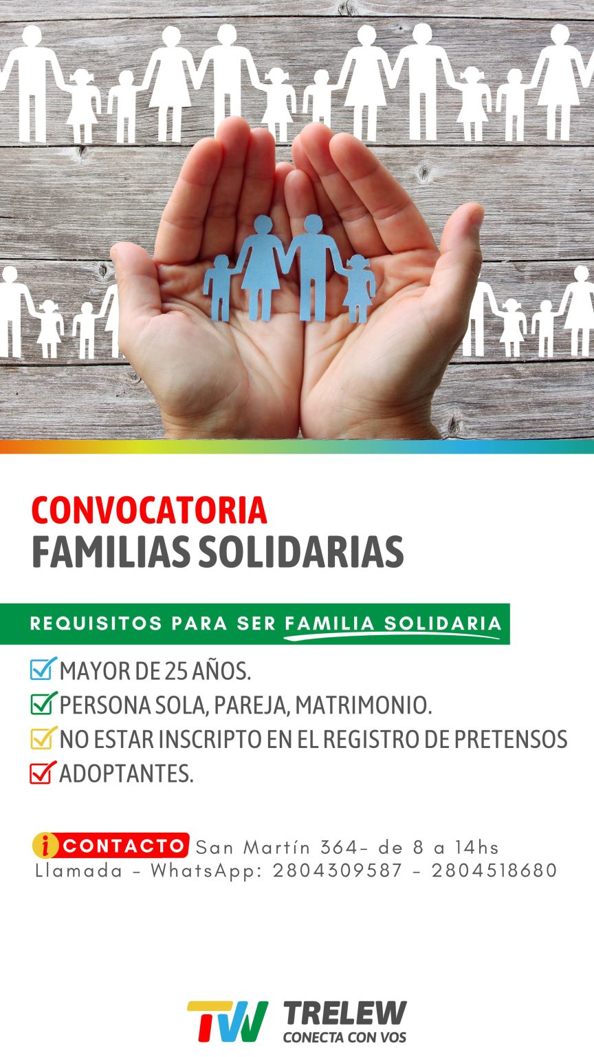 Convocan a inscripciones para el programa Familias Solidarias en Trelew