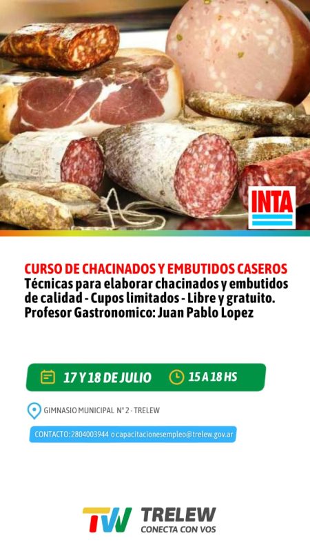 curso gratuito chacinados y embutidos Trelew