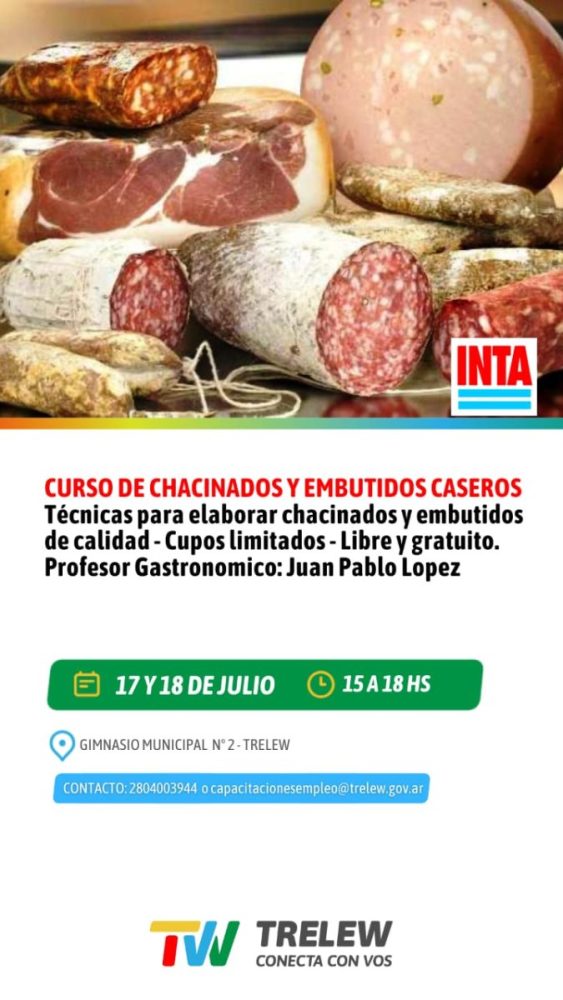 curso gratuito chacinados y embutidos Trelew
