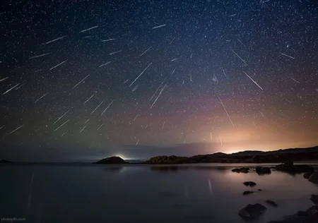 conjunción planetaria y lluvia de meteoros