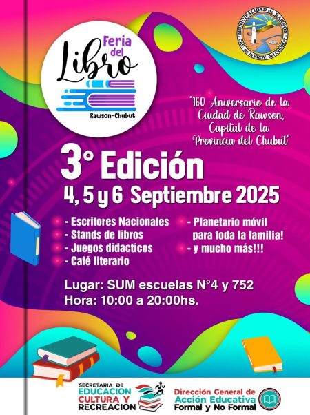 Inscripción abierta y homenajes especiales en la 3° Feria del Libro de Rawson