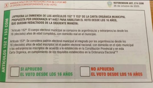 Puerto Madryn rechazó el voto joven: el 62% votó en contra de reformar la Carta Orgánica