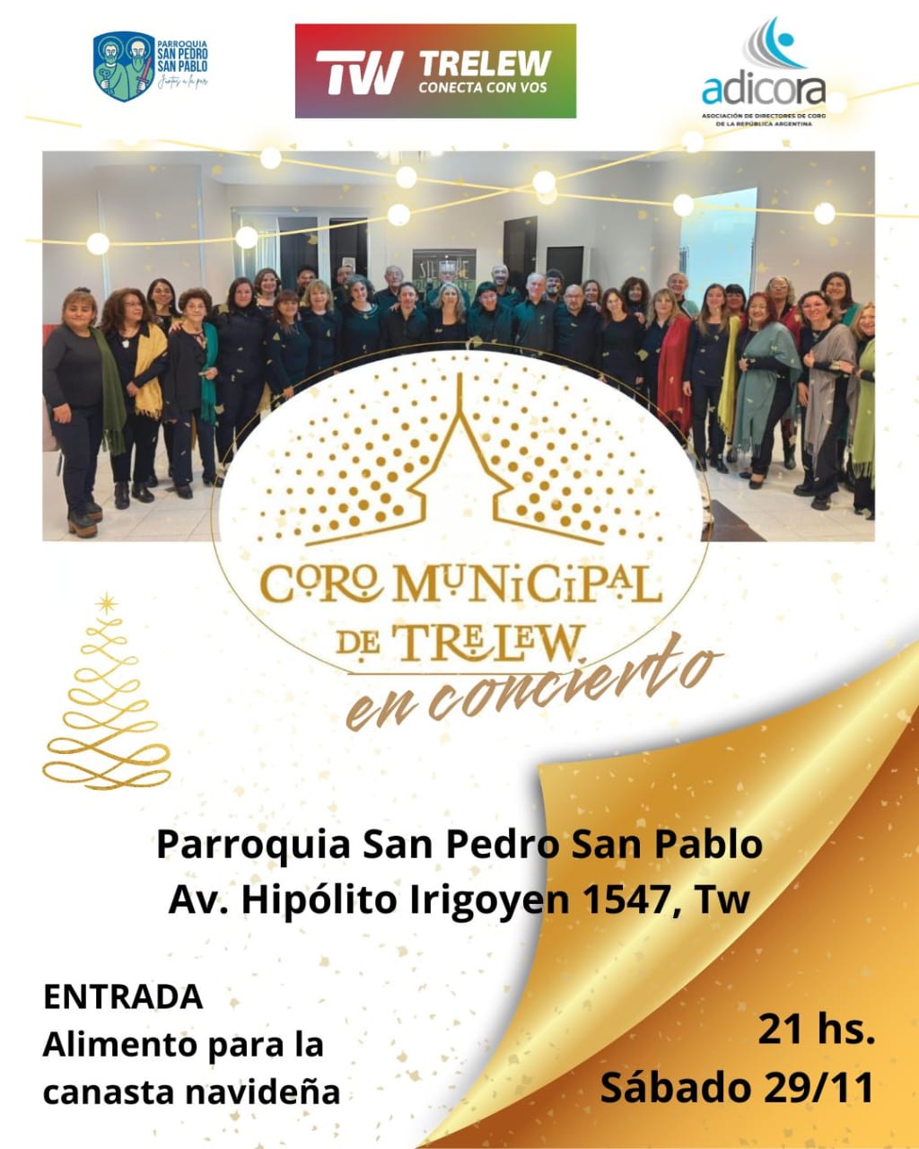 Un alimento por música: concierto solidario del Coro Municipal de Trelew