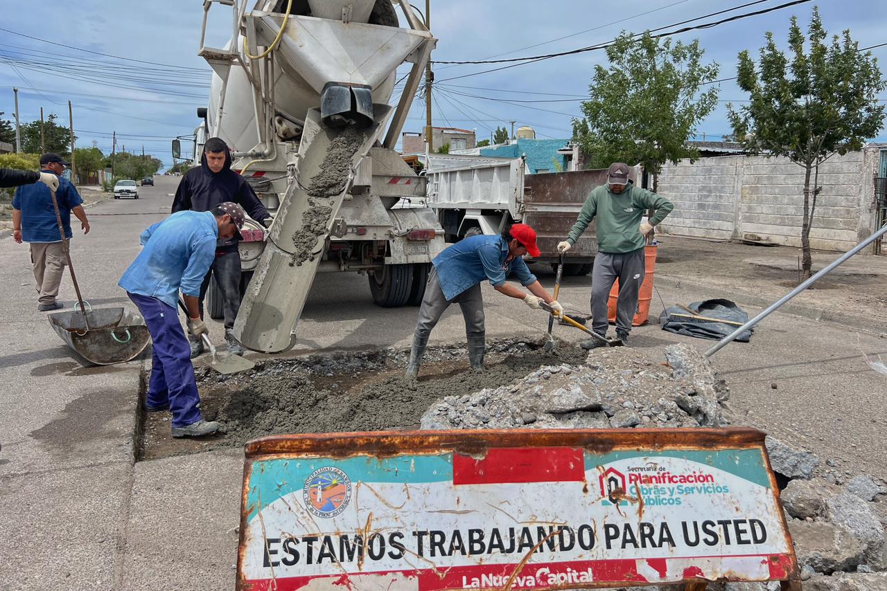 Rawson avanza en mantenimiento vial: concluyen trabajos de hormigonado en San Pablo