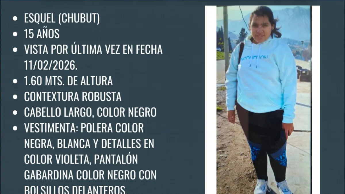 Esquel: buscan intensamente a una adolescente de 15 años desaparecida