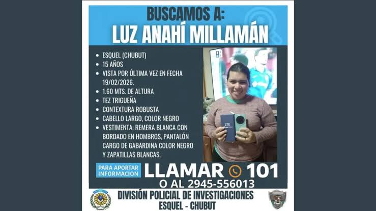 Alerta en Esquel: Buscan intensamente a una adolescente de 15 años