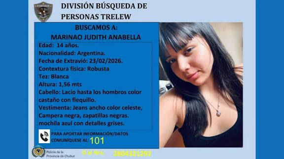 Trelew: Buscan intensamente a una menor desaparecida