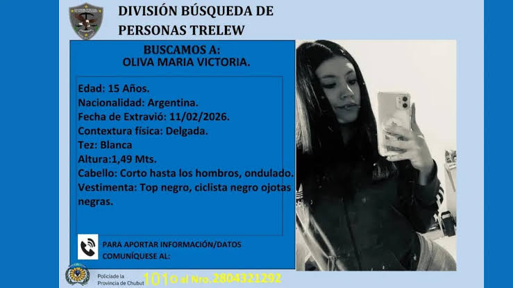 Desaparición en Trelew: Buscan intensamente a una adolescente de 15 años