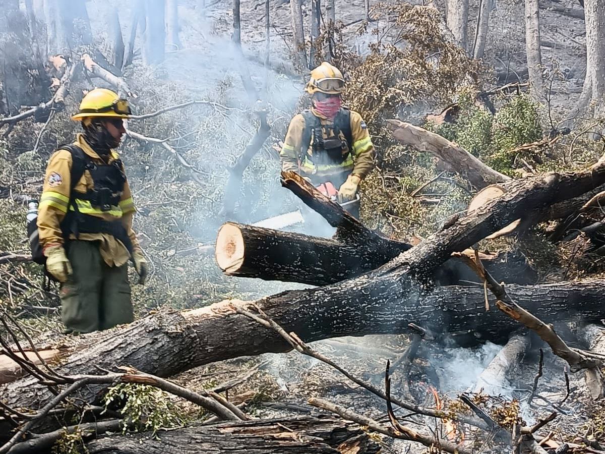 Brigadistas refuerzan la guardia en Los Alerces para mantener contenidos los incendios
