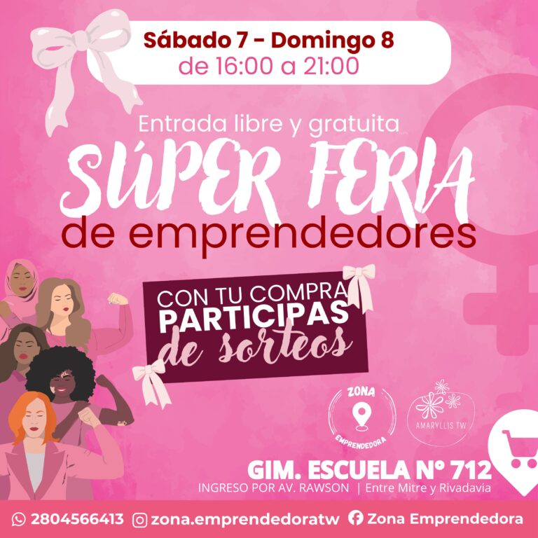 Trelew celebra el Día de la Mujer con la Super Feria de Emprendedoras este 7 y 8 de marzo en la Escuela 712