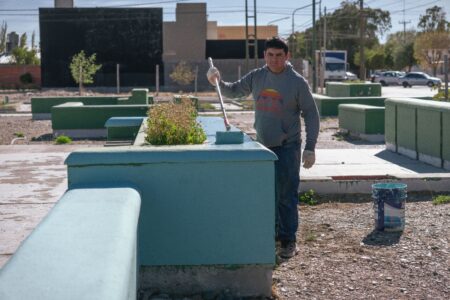 Rawson renueva la Plaza España: obras de mantenimiento y puesta en valor