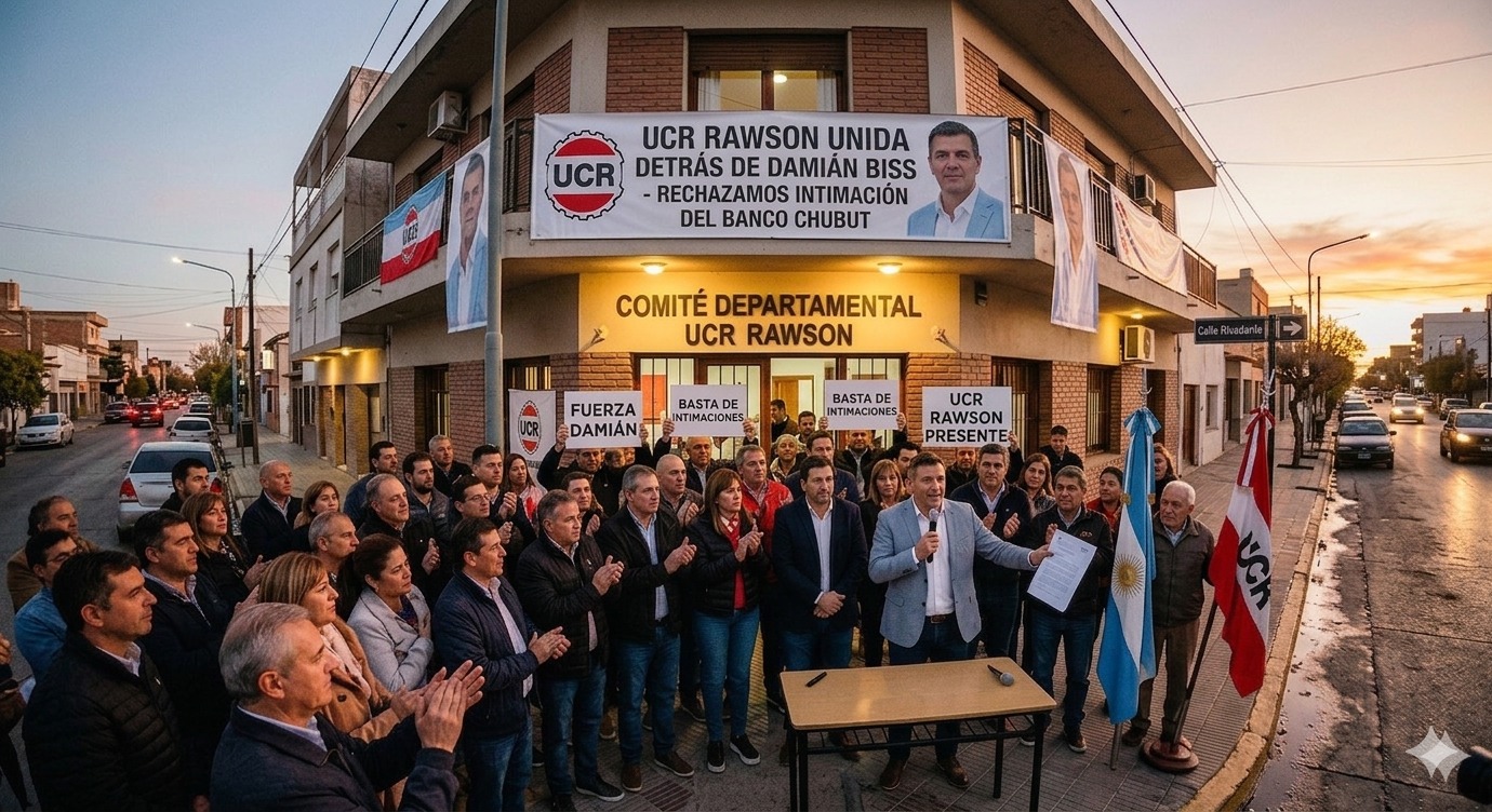 El radicalismo de Rawson cerró filas detrás de Biss y rechazó la intimación del Banco Chubut