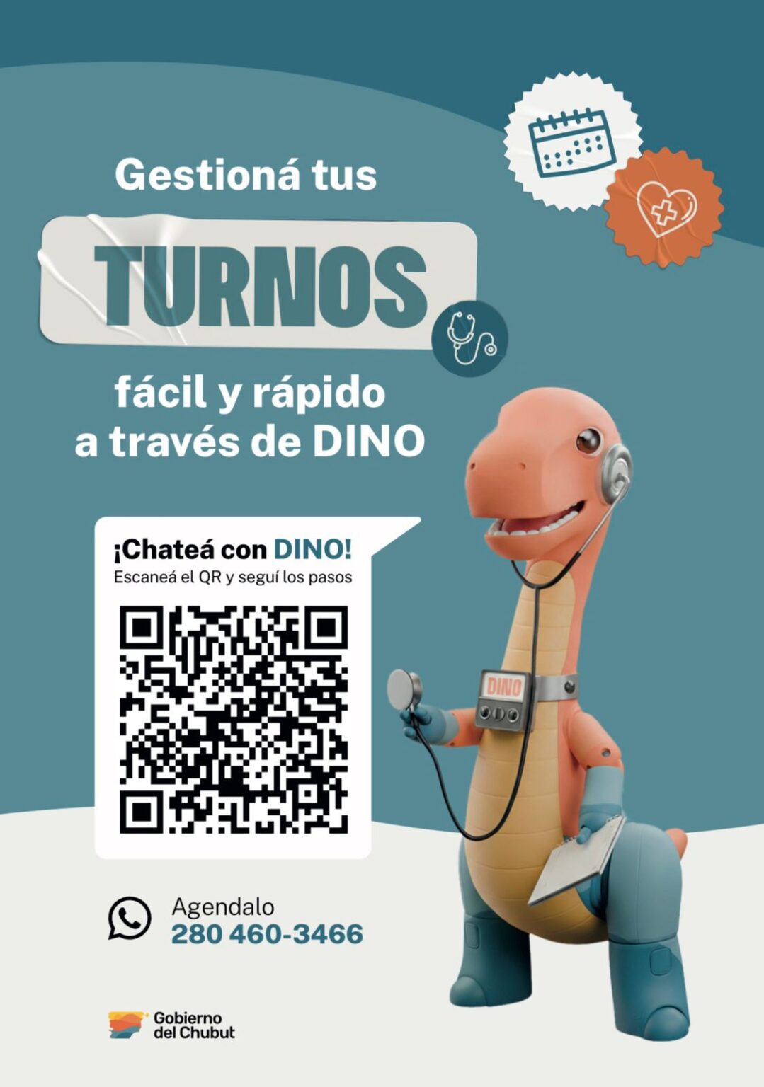 El Gobierno de Chubut habilitó el chatbot DINO para solicitar turnos médicos online por WhatsApp