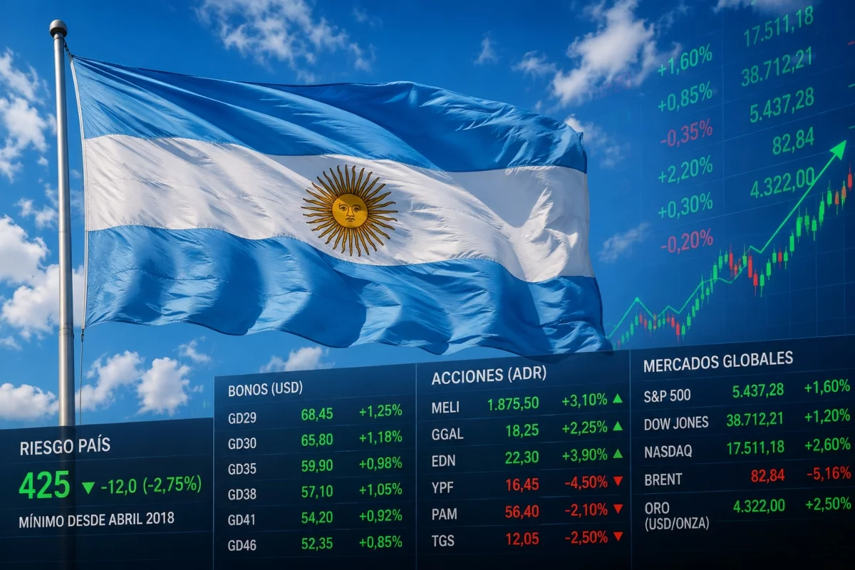 El riesgo país argentino tocó los 425 puntos básicos en Wall Street