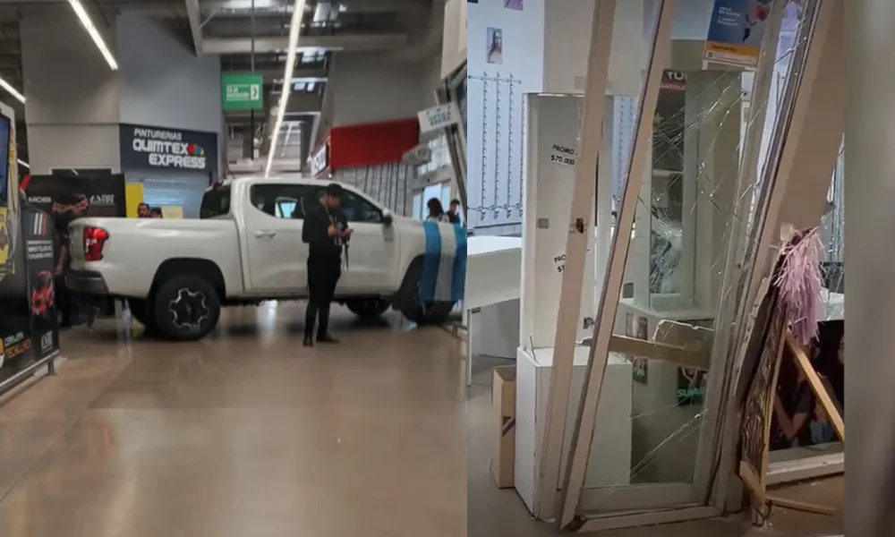 ¡Locura en el hiper! Arrancaron una camioneta y destruyó una óptica