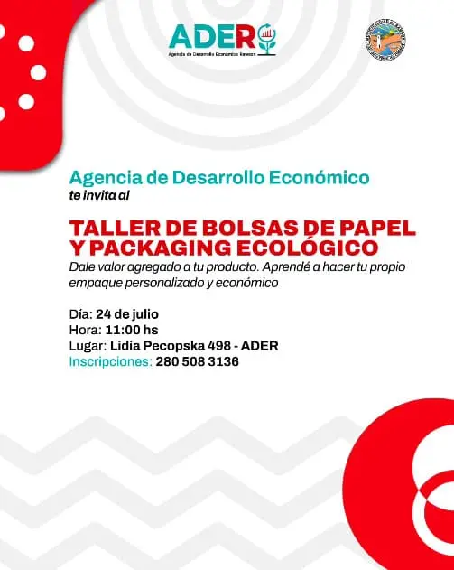 Ader de Rawson abre las inscripciones para un taller de packaging ecológico destinado a emprendedores y productores locales