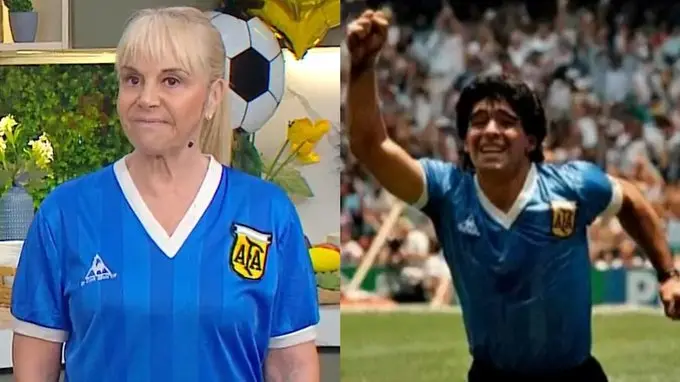 Claudia Villafañe mostró la camiseta original de Maradona de 1986 y contó cómo fue confeccionada de urgencia