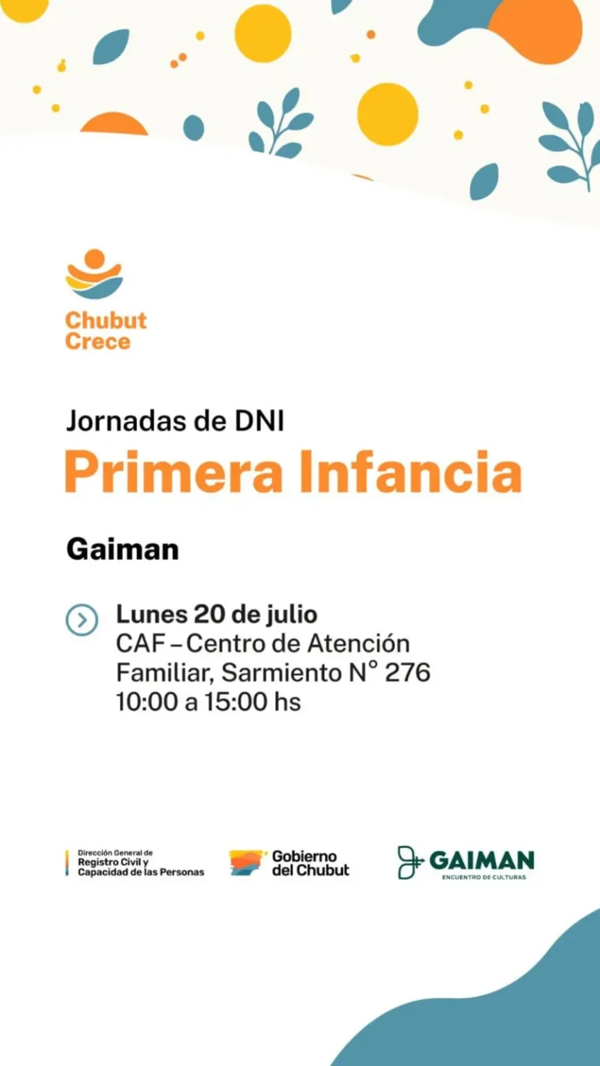Gestión de identidad: el Registro Civil realizará un operativo de documentación en Gaiman bajo el programa «Chubut Crece»
