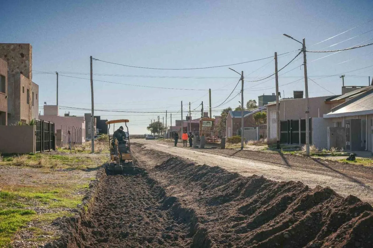 Rawson inició obras de cordón cuneta en Playa Unión